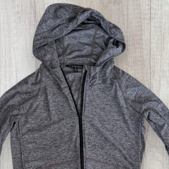 Athleta Gray Space Dye Zip Hoodie Jacket Thumbholes Athletic Womens M - Picture 2 of 4